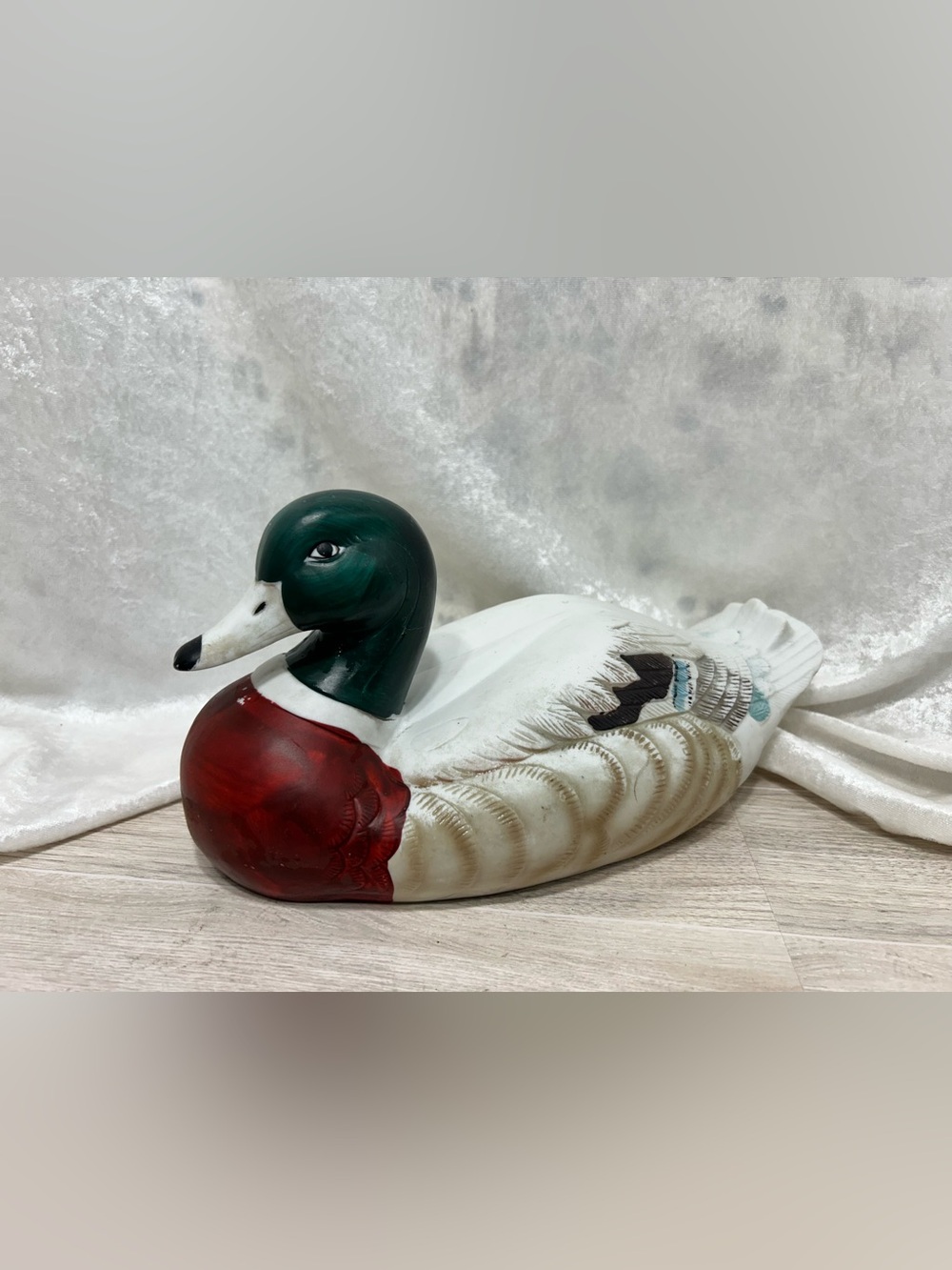 Ceramic Mallard Duck Figurine Rustic Cabin Lodge Decor 12”